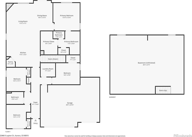 22466 E Layton Cir, Aurora, CO 80015 - property floor plan