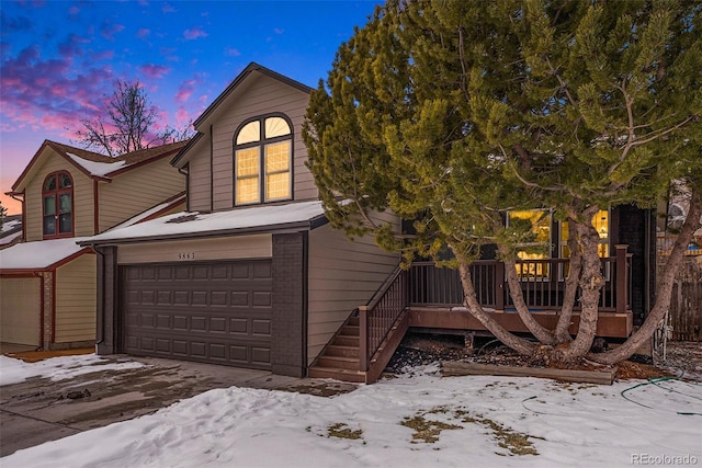 view of front of house with a garage