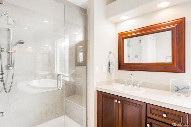 6032 Umber St, Arvada, CO 80403 - full bathroom featuring vanity and a shower stall
