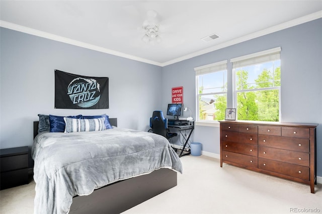 6032 Umber St, Arvada, CO 80403 - bedroom with crown molding, light colored carpet, and baseboards