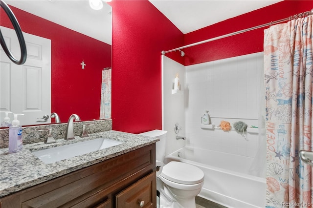 13664 Linden Ct, Thornton, CO 80602 - full bathroom featuring shower / bath combo, vanity, toilet, and a textured wall