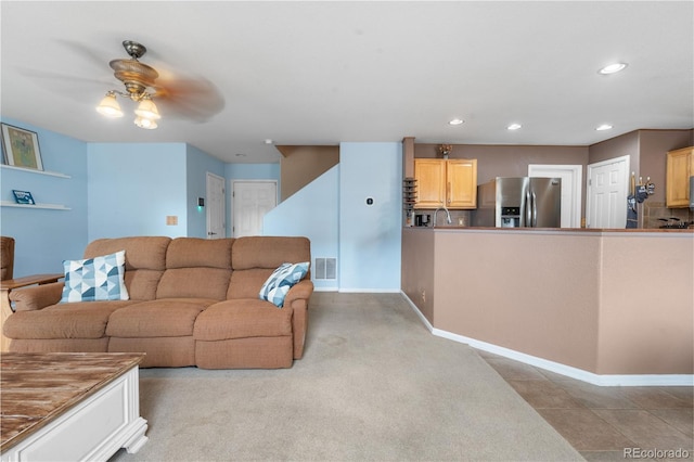 13664 Linden Ct, Thornton, CO 80602 - living room with a ceiling fan, recessed lighting, and baseboards