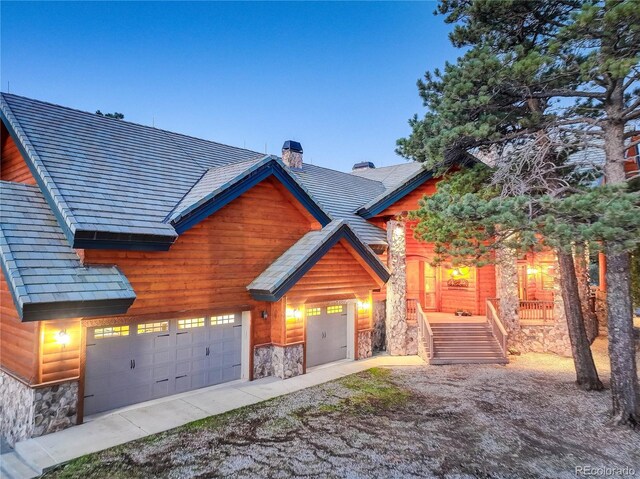 exterior space featuring a garage