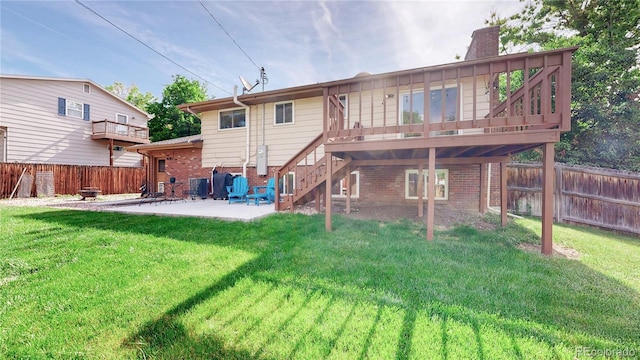 6631 Welch Ct, Arvada, CO 80004 - back of property featuring a patio, a chimney, brick siding, and cooling unit