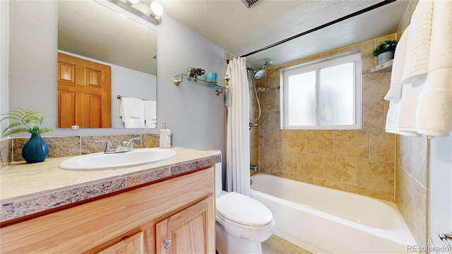 6631 Welch Ct, Arvada, CO 80004 - full bath with vanity, shower / bathtub combination with curtain, and toilet