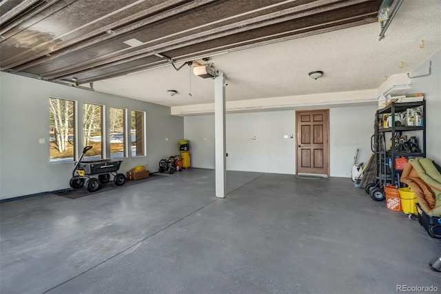 garage with a garage door opener