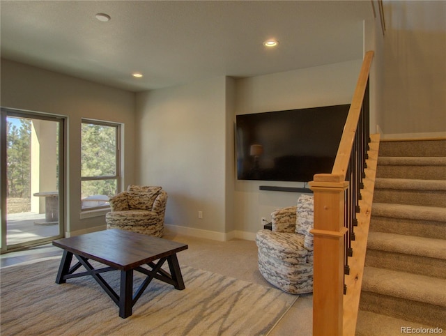 living room featuring carpet