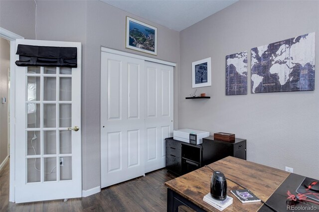 3993 S Dillon Way Unit 104, Aurora, CO 80014 - office featuring dark wood finished floors and baseboards