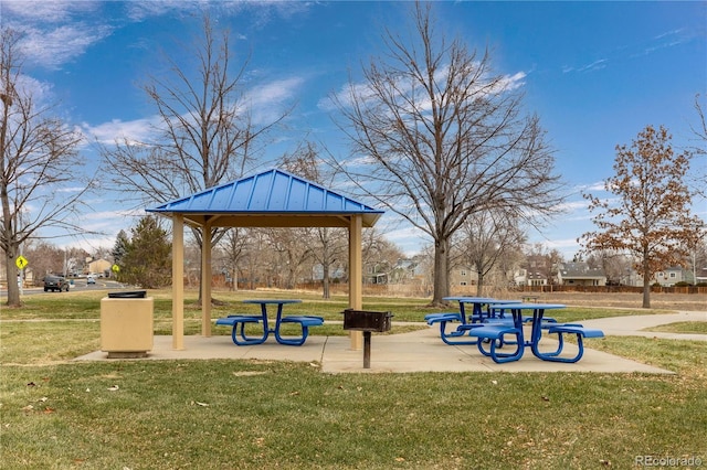 view of home's community with a gazebo and a yard