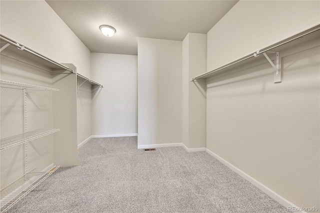 walk in closet with carpet