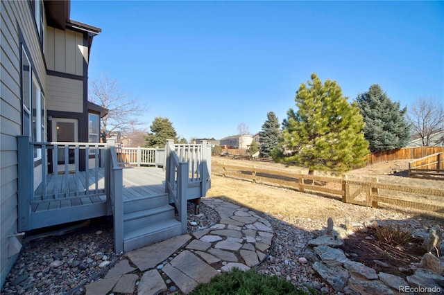 view of yard with a deck