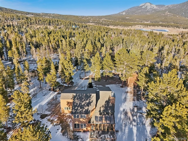 bird's eye view with a mountain view