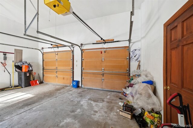 garage with a garage door opener