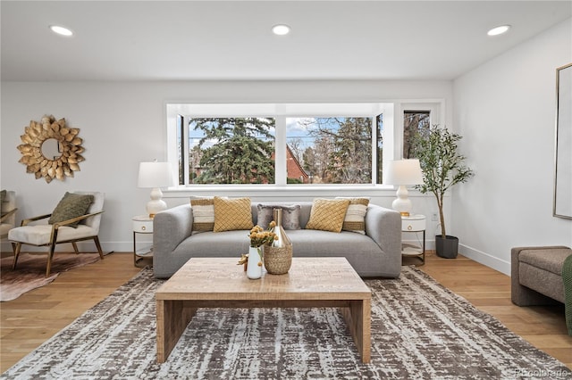 456 Cherry St, Denver, CO 80220 - living area featuring baseboards, recessed lighting, and wood finished floors