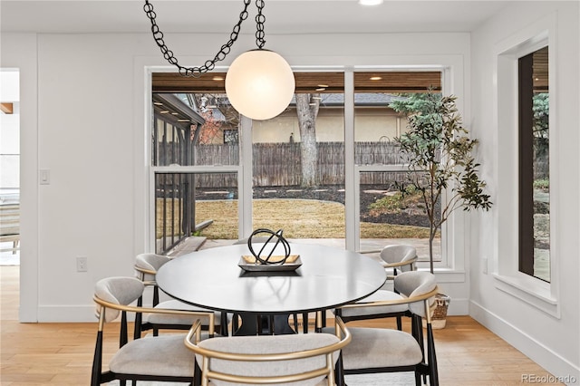 456 Cherry St, Denver, CO 80220 - dining room with light wood-style flooring, baseboards, and recessed lighting