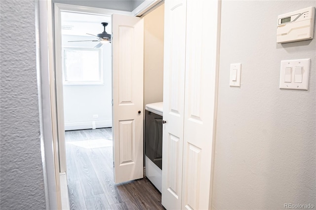 hall featuring dark hardwood / wood-style floors