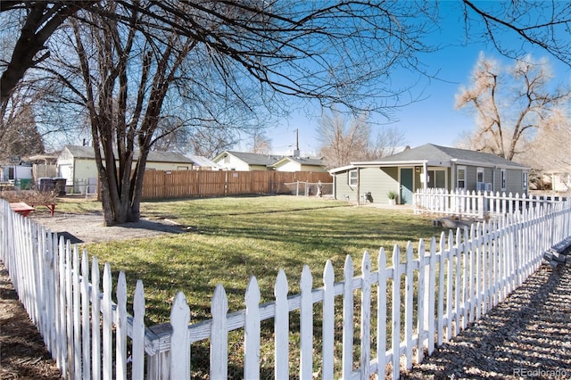 view of yard featuring a fenced backyard