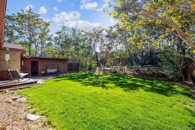 9301 Ciancio St, Thornton, CO 80229 - view of yard with a trampoline and a patio area