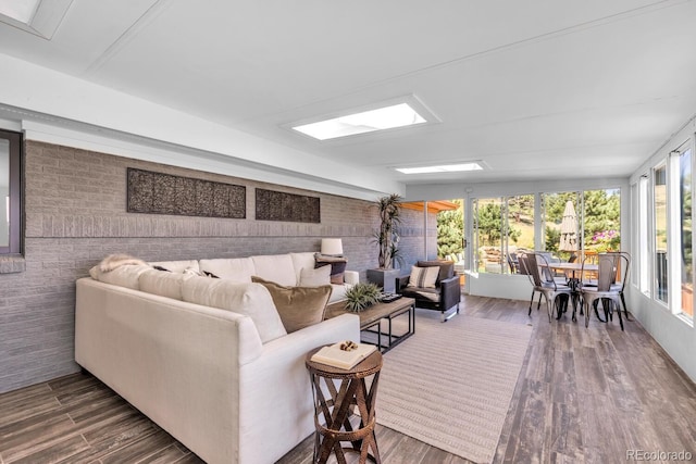 living room with hardwood / wood-style floors