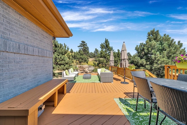 deck with an outdoor living space