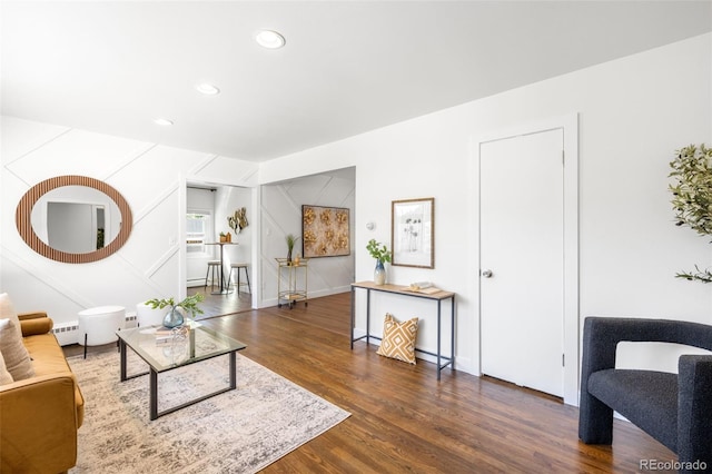 5167 S Pearl St, Littleton, CO 80121 - living area featuring wood finished floors, recessed lighting, and baseboard heating