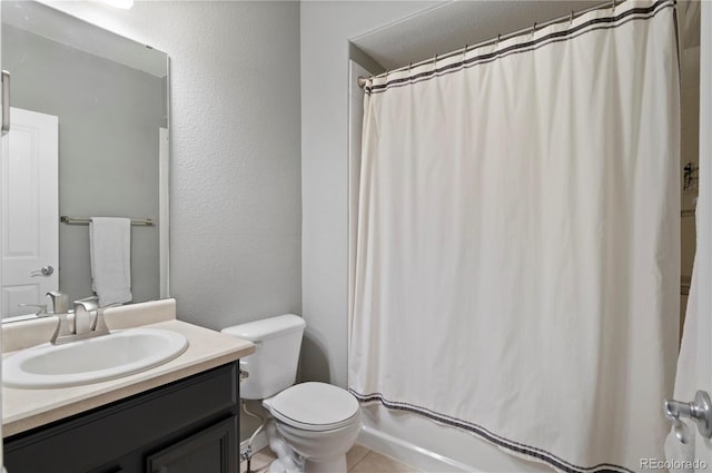 14300 Waterside Ln Unit E3, Broomfield, CO 80023 - full bathroom with vanity, shower / tub combo with curtain, and tile patterned floors