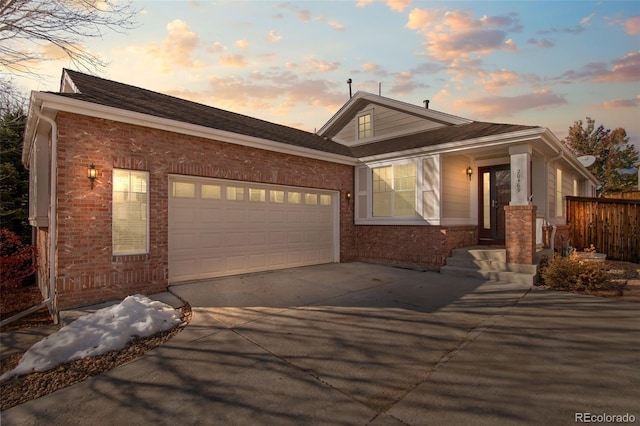 view of front of house with a garage