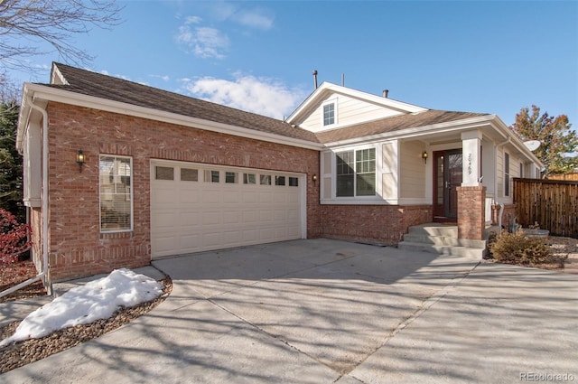 view of front of home with a garage