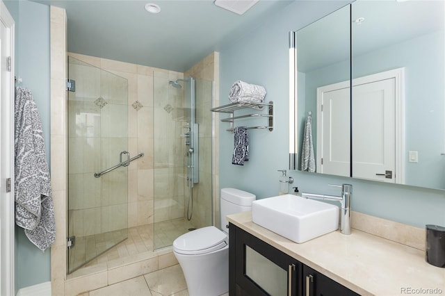 1700 Bassett St Unit 2315, Denver, CO 80202 - full bath featuring a shower stall, vanity, and tile patterned flooring