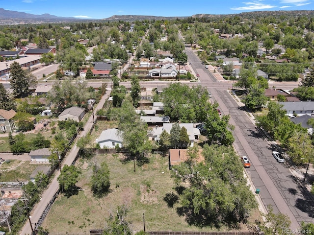 drone / aerial view with a mountain view