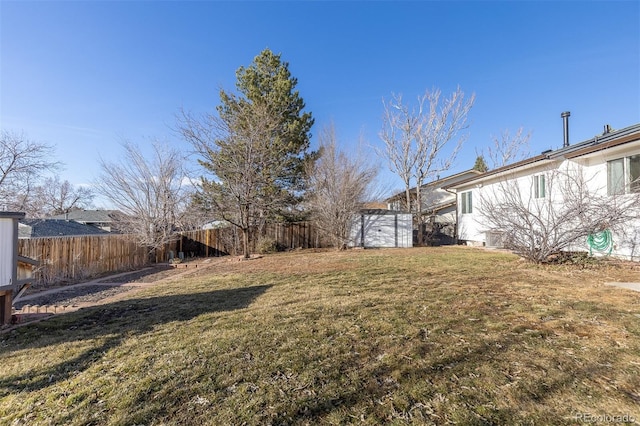 view of yard with a fenced backyard