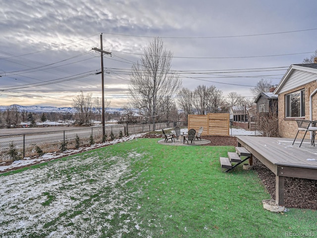 view of yard featuring a wooden deck