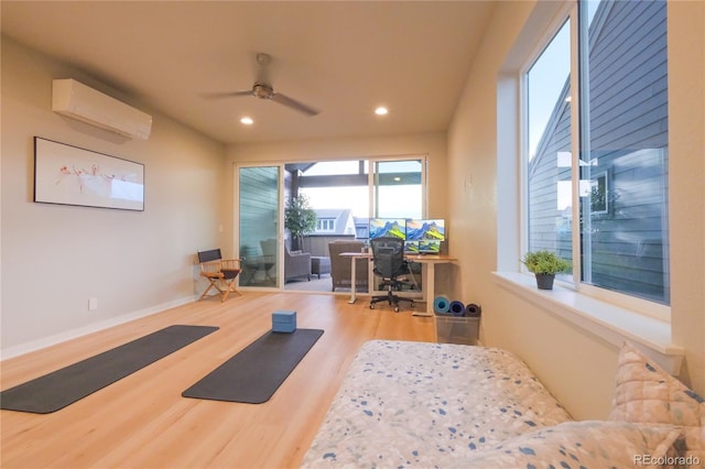 1919 W 165th Way, Broomfield, CO 80023 - office space with a wall mounted air conditioner, wood finished floors, ceiling fan, and recessed lighting
