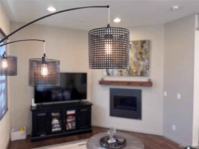 4035 Fenton Ct, Wheat Ridge, CO 80212 - living area with recessed lighting, a fireplace, wood finished floors, and baseboards