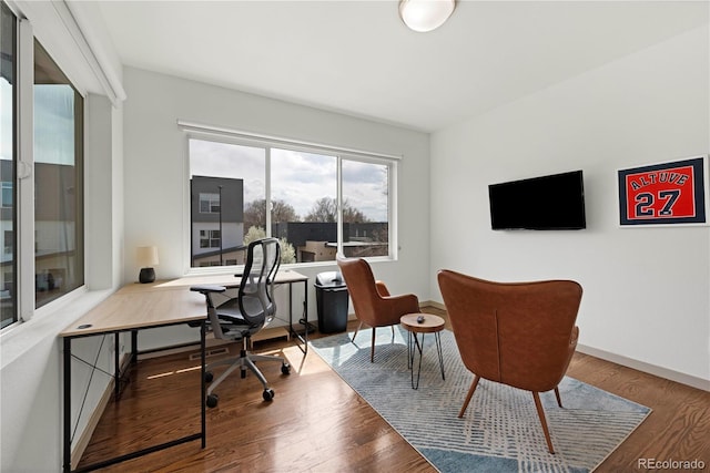 4035 Fenton Ct, Wheat Ridge, CO 80212 - office area featuring wood finished floors and baseboards