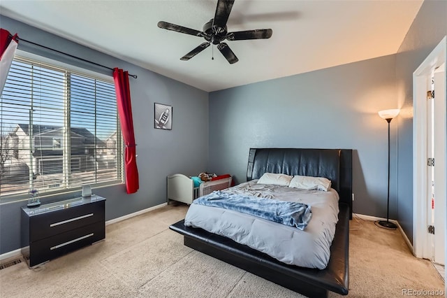 5534 Killarney St, Denver, CO 80249 - bedroom with carpet floors, a ceiling fan, baseboards, and visible vents