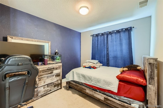 5534 Killarney St, Denver, CO 80249 - bedroom with carpet flooring, a textured ceiling, visible vents, and a textured wall