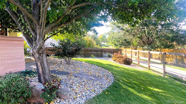 view of yard with a fenced backyard