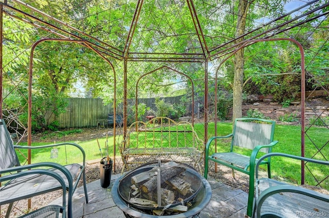 7261 S Colorado Ct, Centennial, CO 80122 - fenced backyard with an outdoor fire pit and a patio