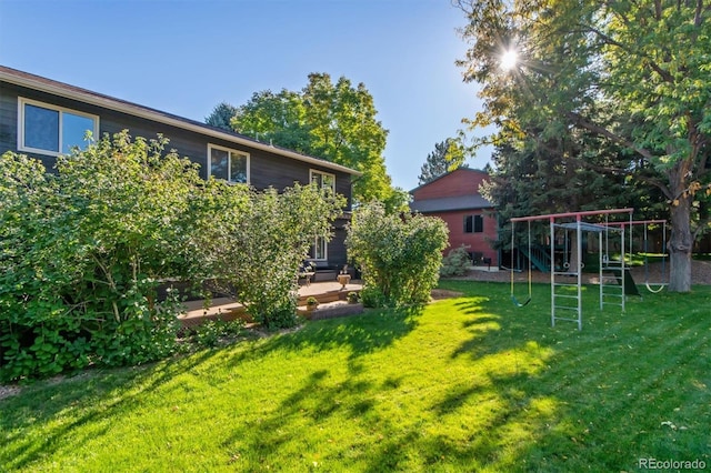 view of yard featuring a playground