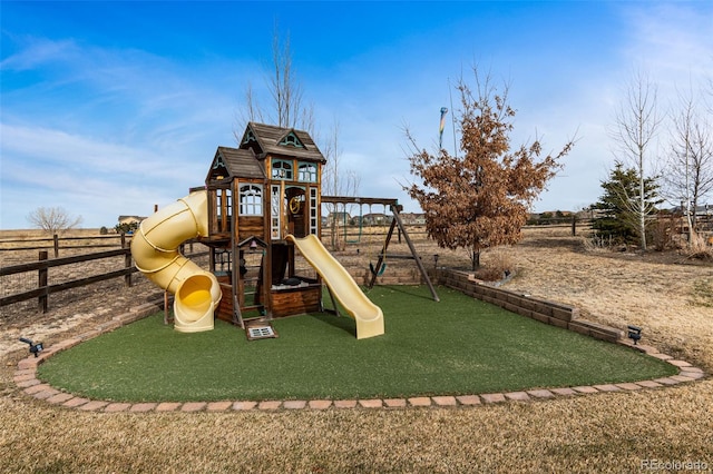 view of play area with fence