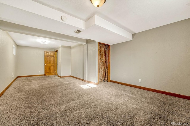 basement featuring carpet floors