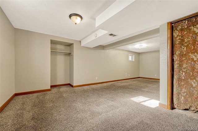 basement with carpet