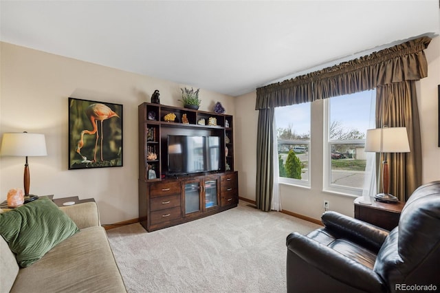 1055 Lindstrom Dr, Colorado Springs, CO 80911 - living room featuring baseboards and light colored carpet