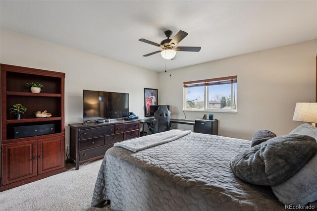 1055 Lindstrom Dr, Colorado Springs, CO 80911 - bedroom featuring light carpet and ceiling fan
