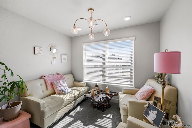 living room with carpet flooring