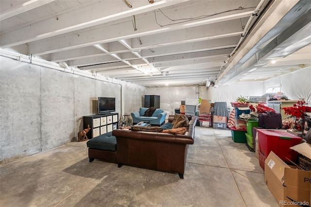 view of unfinished basement