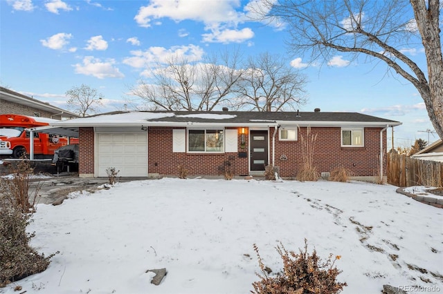 single story home featuring a garage