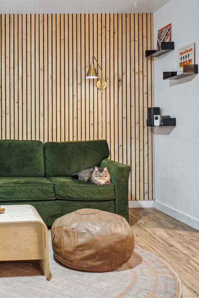 living room with hardwood / wood-style floors