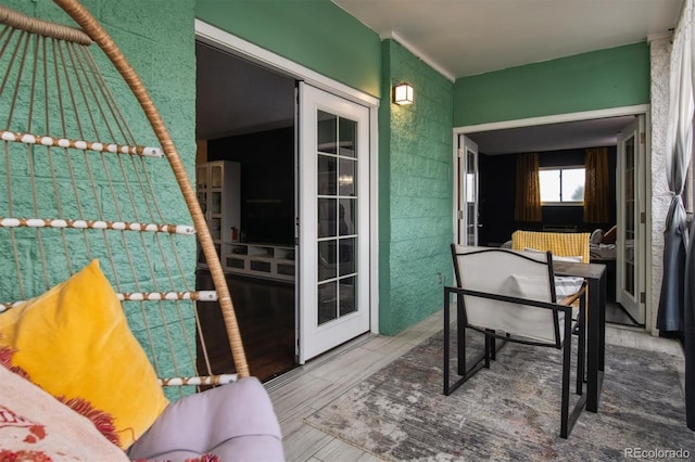 balcony with french doors